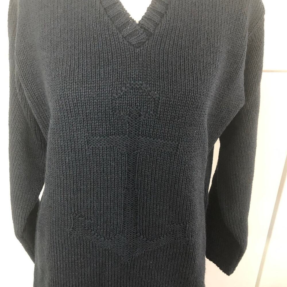 Vintage 1980-90 Flora Anchor  Sweater- navy blue,  Size L,